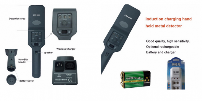 Détecteur de métaux de baguette magique de main d'alarme/bas de batterie UV140 avec l'indicateur de puissance